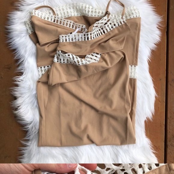 Saboskirt Tan & White Gown - Picture 2 of 4